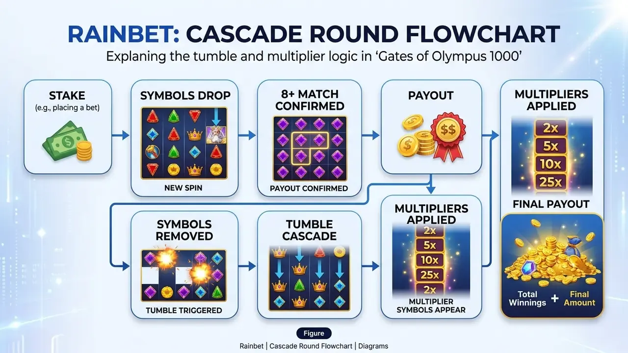 Diagram of tumble and multipliers in Gates of Olympus 1000